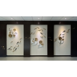  y16074 立體壁飾- 花、植物系列 - 陶瓷荷花魚壁飾 啞光金(三入一組)(美式背牆壁掛.歐式客廳背景牆面裝飾壁飾)